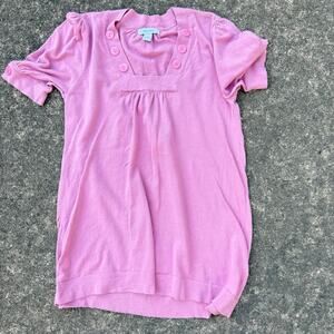 DressBarn Pink Button Front Short Sleeve Knit Top Women's M